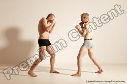 Underwear Martial art Man - Man White Moving poses Slim Short Blond Dynamic poses Academic